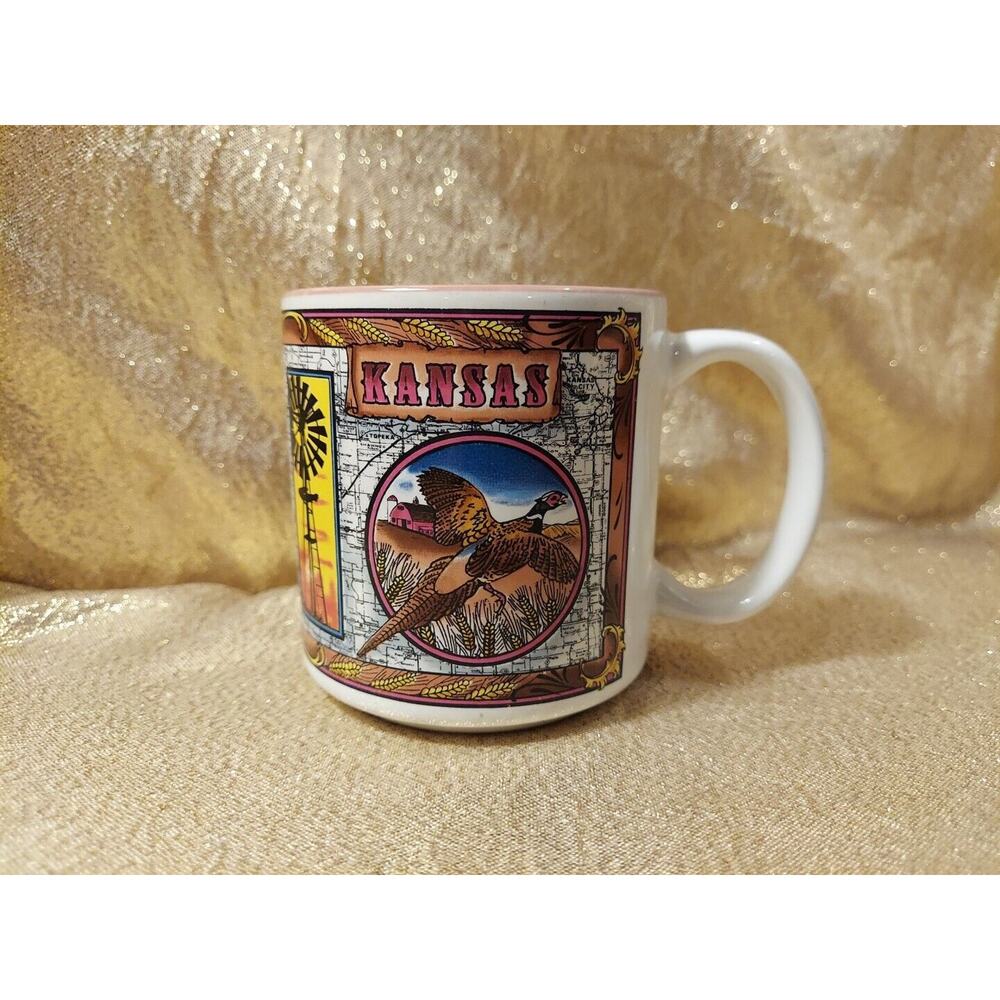 Vintage Kansas Souvenir Mug Coffee Cup 1992 Ceramic Kitchen Decor 90s